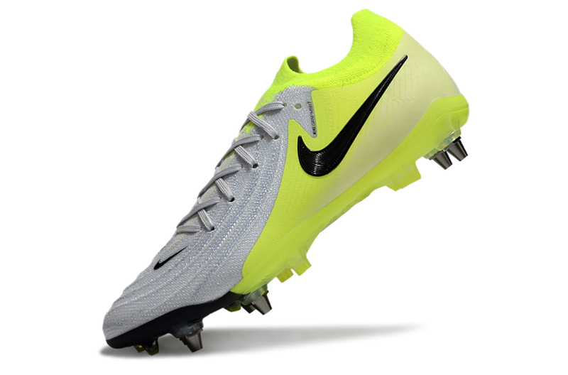Chuteira Campo Nike Phantom GX 2 Elite Trava Mista Cinza e Verde