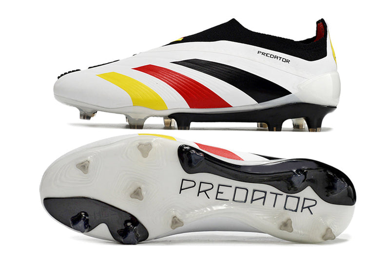Chuteira Campo Adidas Predator LL Elite FG Branca, Preta, Amarelo e Vermelho