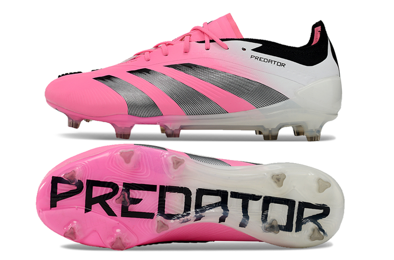 Chuteira Campo Adidas Predator Elite FG Branca, Rosa e Preto