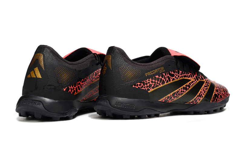 Chuteira Society Adidas Predator League Elite TF Preta, Vermelha e Dourada