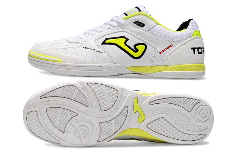 Chuteira Futsal Joma Top Flex Rebound IC Branca e Amarelo