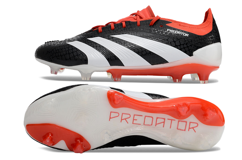 Chuteira Campo Adidas Predator Elite FG Preta e Vermelha