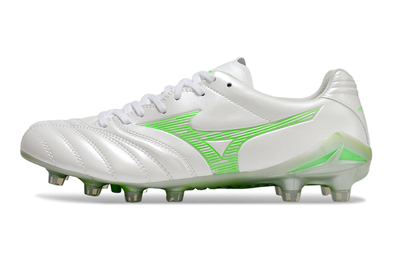 Chuteira Campo Mizuno Morelia Neo 4 Beta FG Branca e Verde