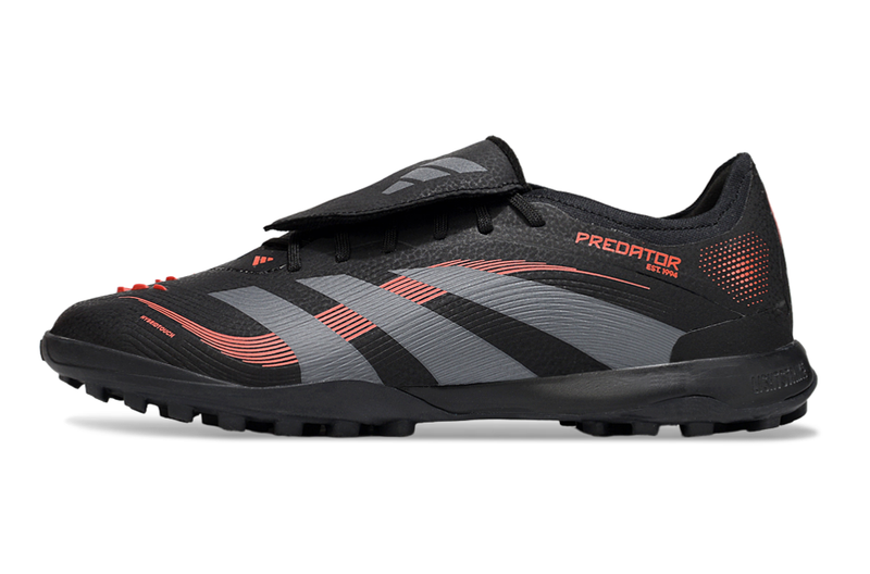Chuteira Society Adidas Predator League Elite TF Preto e Vermelho "Stealth Victory"