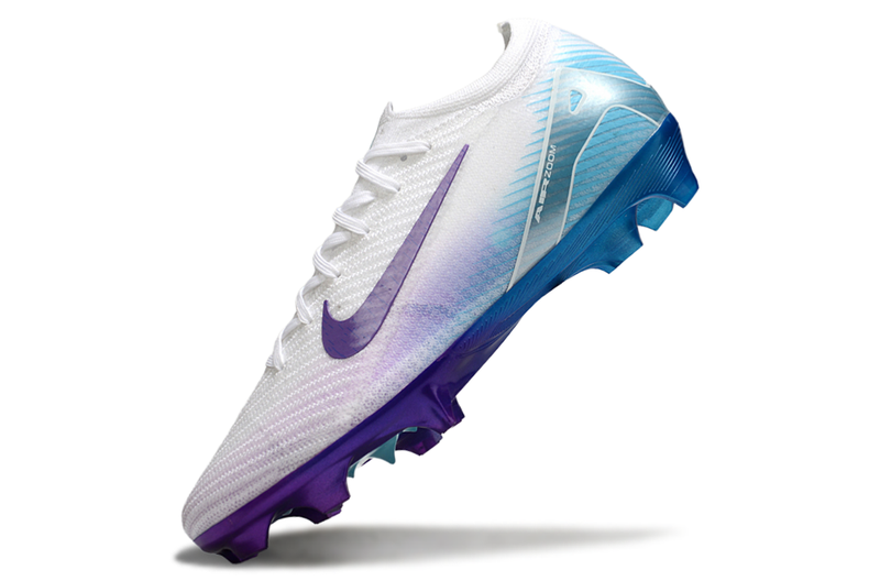 Chuteira Campo Nike Air Zoom Mercurial Vapor 16 Elite FG Branco, Roxo e Azul "Chromatic"