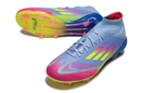 Chuteira Campo Adidas F50 Cano Médio FG Azul e Rosa "Celestial Victory"