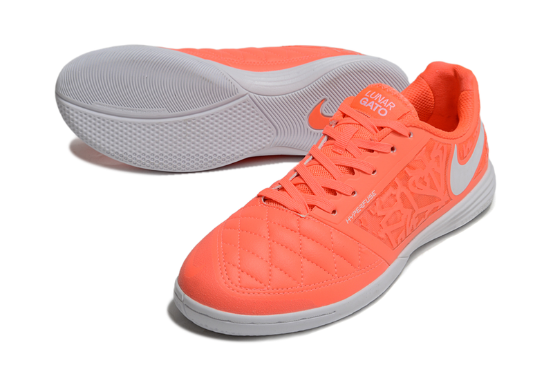 Chuteira Futsal Nike Lunar Gato II IC Laranja e Branco