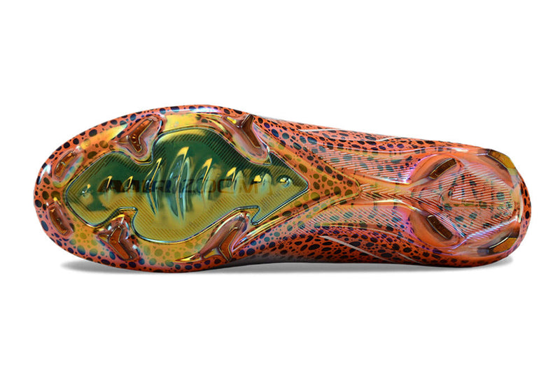 Chuteira Infantil Campo Nike Air Zoom Mercurial Superfly 10 Elite FG Branca, Laranja e Preto "Eletric Pack"