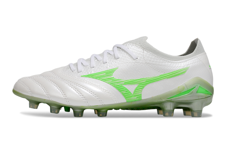 Chuteira Campo Mizuno Morelia Neo 4 Beta FG Branca e Verde