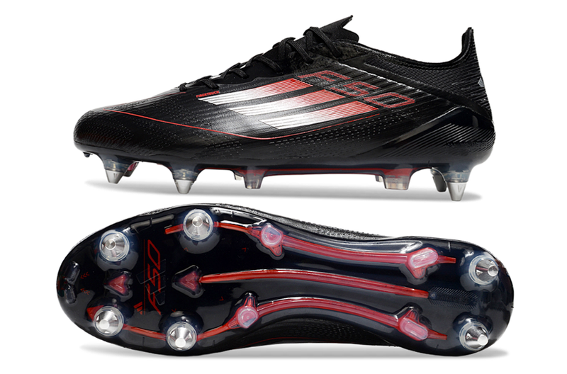 Chuteira Campo Adidas F50 Ponta de Aluminio Preta e Vermelha