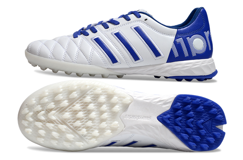 Chuteira Society Adidas AdiPure 11 Pro TF Branca e Azul