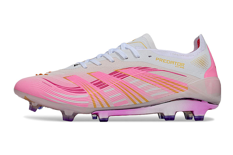 Chuteira Campo Adidas Predator Elite FG Branco e Rosa