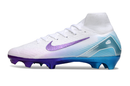 Chuteira Campo Nike Air Zoom Mercurial Superfly 10 Elite FG Branco, Roxo e Azul 'Chromatic"