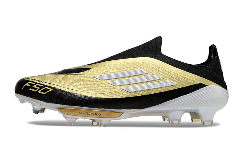 Chuteira Campo Adidas F50+ LL Messi FG Preto e Dourado "Triunfo Dorado Pack"