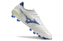 Chuteira Campo Mizuno Morelia Neo 4 Beta FG Branca, Azul e Verde