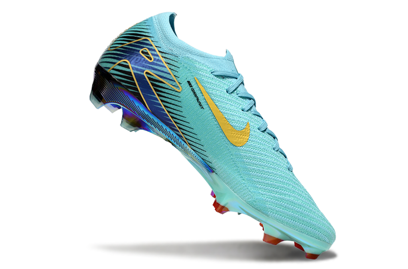 Chuteira Campo Nike Air Zoom Mercurial Vapor 16 Elite FG Azul e Dourado