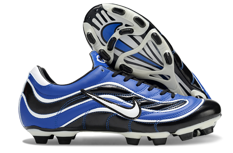 Chuteira Campo Nike Mercurial Vapor 1998 FG Preto, Azul e Branco