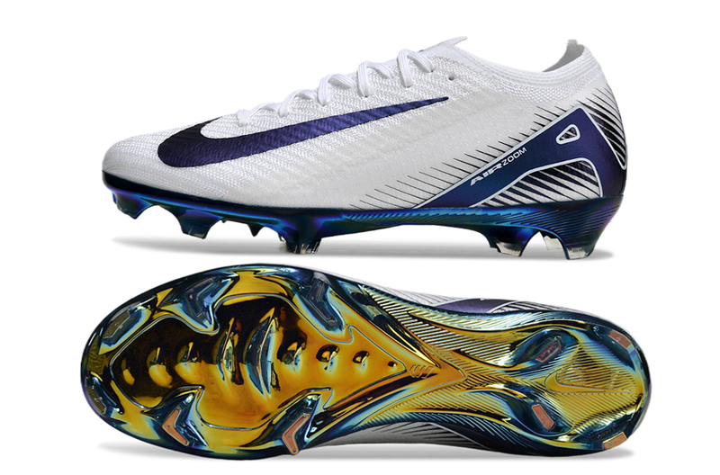 Chuteira Campo Nike Air Zoom Mercurial Vapor 16 Elite FG Branca e Azul