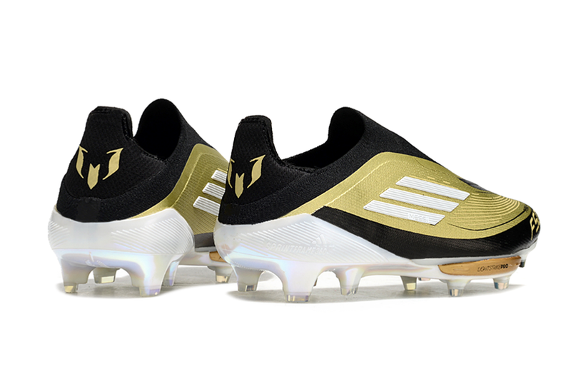 Chuteira Campo Adidas F50+ LL Messi FG Preto e Dourado "Triunfo Dorado Pack"