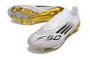 Chuteira Campo Adidas F50+ FG Branca e Dourada