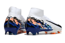 Chuteira Campo Nike Air Zoom Mercurial Superfly 10 Elite FG Branca, Azul e Laranja