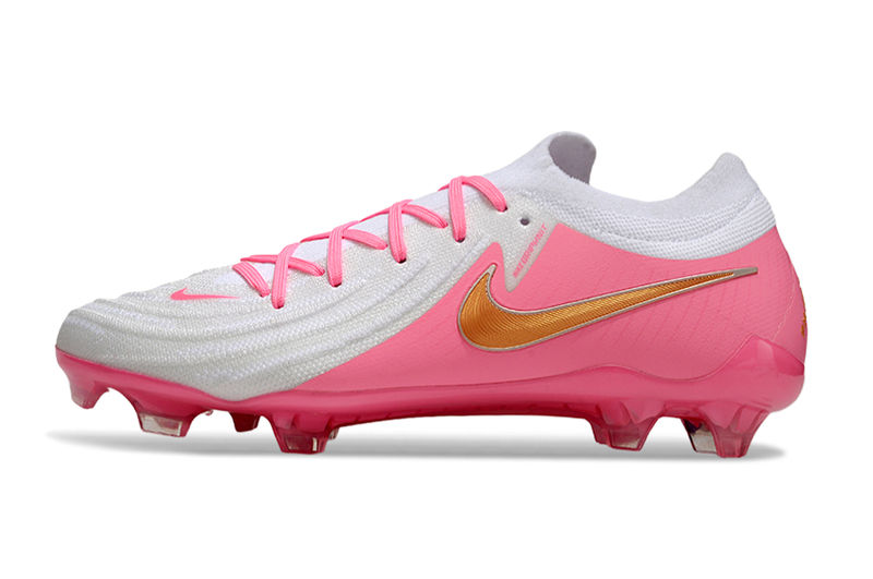 Chuteira Campo Nike Phantom GX 2 Elite FG Branca e Rosa