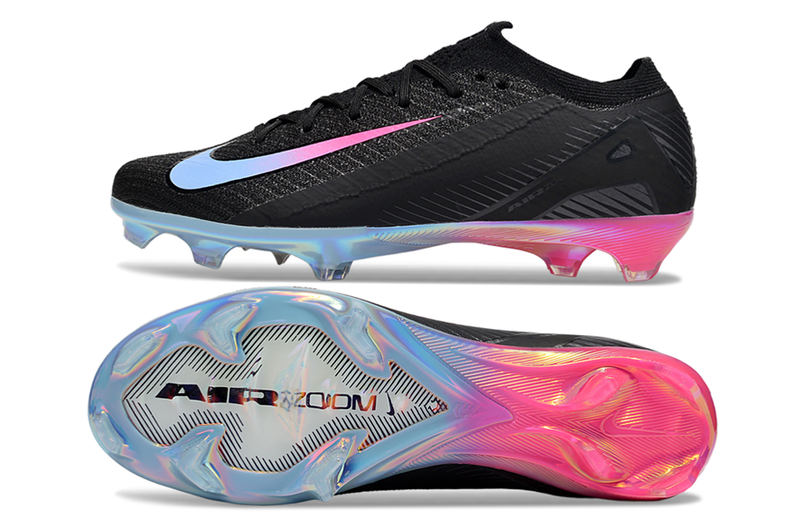 Chuteira Campo Nike Air Zoom Mercurial Vapor 16 Elite FG Preta, Rosa e Azul