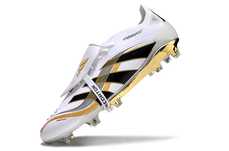 Chuteira Campo Adidas Predator FT 30 Elite FG Branco, Dourado e Preto "TEAMGEIST"