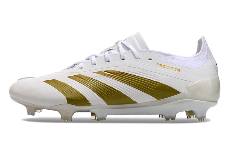 Chuteira Campo Adidas Predator Elite FG Branco e Dourado
