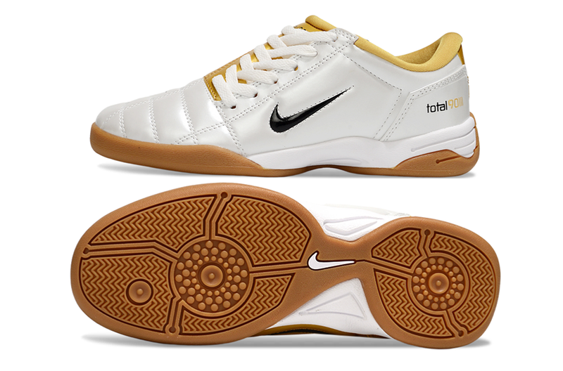 Chuteira Futsal Nike Total 90 IC Branco e Dourado