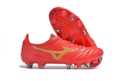 Chuteira Campo Mizuno Morelia Neo 4 Trava Mista Vermelha e Amarela "Release Pack"