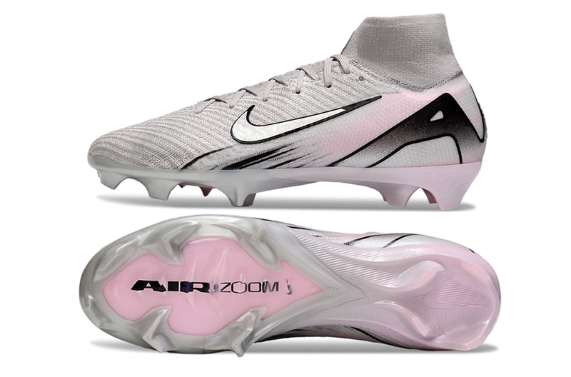 Chuteira Campo Nike Air Zoom Mercurial Superfly 10 Elite FG Cinza e Rosa