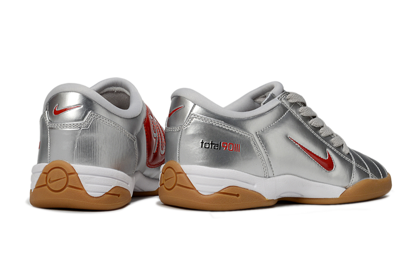 Chuteira Futsal Nike Total 90 IC Prata e Vermelho