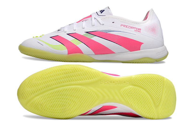 Chuteira Futsal Adidas Predator 24 Elite IC Branco, Rosa e Verde "Celestial Victory"