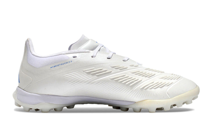 Chuteira Infantil Society Adidas Predator Elite TF Branca e Azul "Kvara Pack"