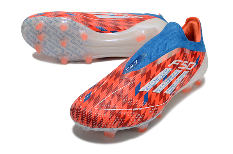 Chuteira Campo Adidas F50+ LL FG Vermelha e Azul
