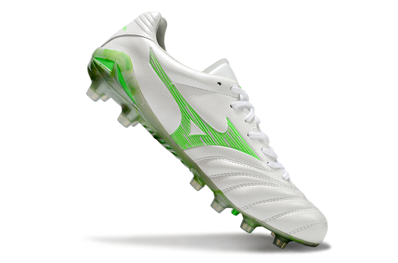 Chuteira Campo Mizuno Morelia Neo 4 Beta FG Branca e Verde