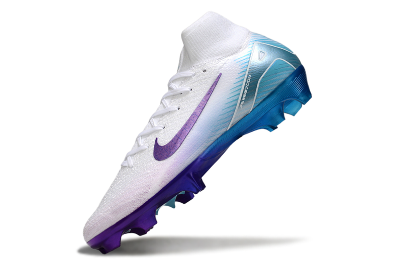 Chuteira Campo Nike Air Zoom Mercurial Superfly 10 Elite FG Branco, Roxo e Azul 'Chromatic"