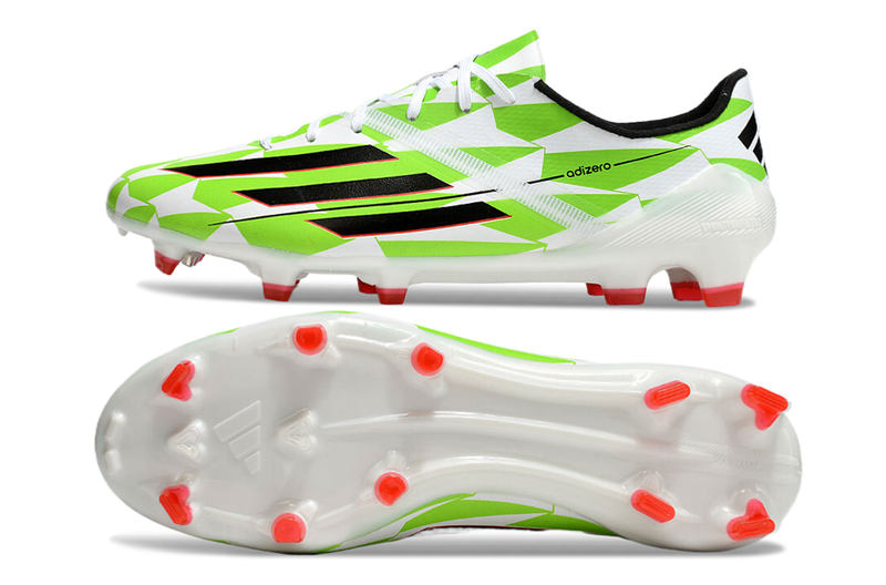 Chuteira Campo Adidas F50 Adizero FG Branca, Verde e Preto