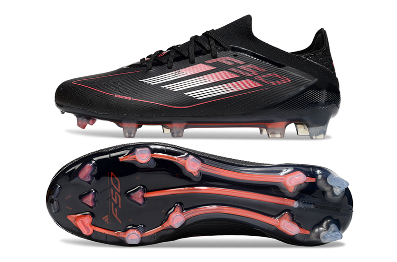 Chuteira Campo Adidas F50 FG Preto e Vermelho "Stealth Victory"