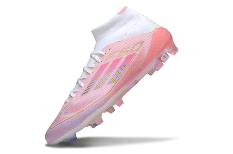 Chuteira Campo Adidas F50 Cano Médio FG Rosa