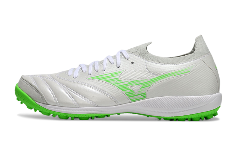 Chuteira Society Mizuno Morelia Neo Sala TF Branca e Verde