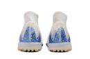 Chuteira Infantil Society Nike Air Zoom Mercurial Superfly 10 Elite TF Branca e Azul "Blueprint Pack""