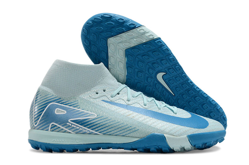 Chuteira Infantil Society Nike Air Zoom Mercurial Superfly 10 Elite TF Azul "Mad Ambition"