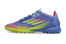Chuteira Society Adidas F50 TF Azul, Verde e Rosa "Celestial Victory"