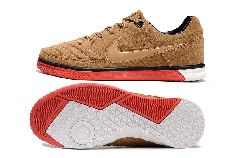Chuteira Futsal Nike 5 StreetGato IC Marrom e Vermelho