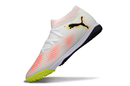 Chuteira Society Puma Future 8 TF Branco, Laranja e Amarelo