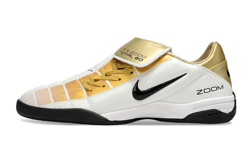 Chuteira Futsal Nike Total 90 IC Branco e Dourado