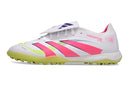 Chuteira Society Adidas Predator League Elite TF Branco, Rosa e Verde "Celestial Victory"