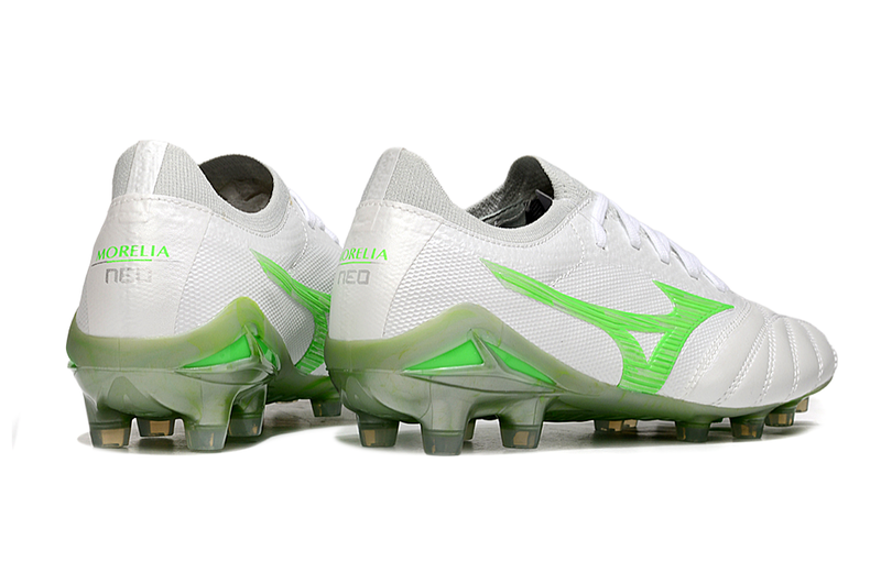 Chuteira Campo Mizuno Morelia Neo 4 Beta FG Branca e Verde